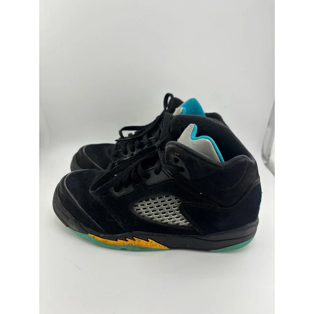 Nike Air Jordan 5 Retro Aqua Black Teal Yellow Kids Sneakers 440888-040 13.5C